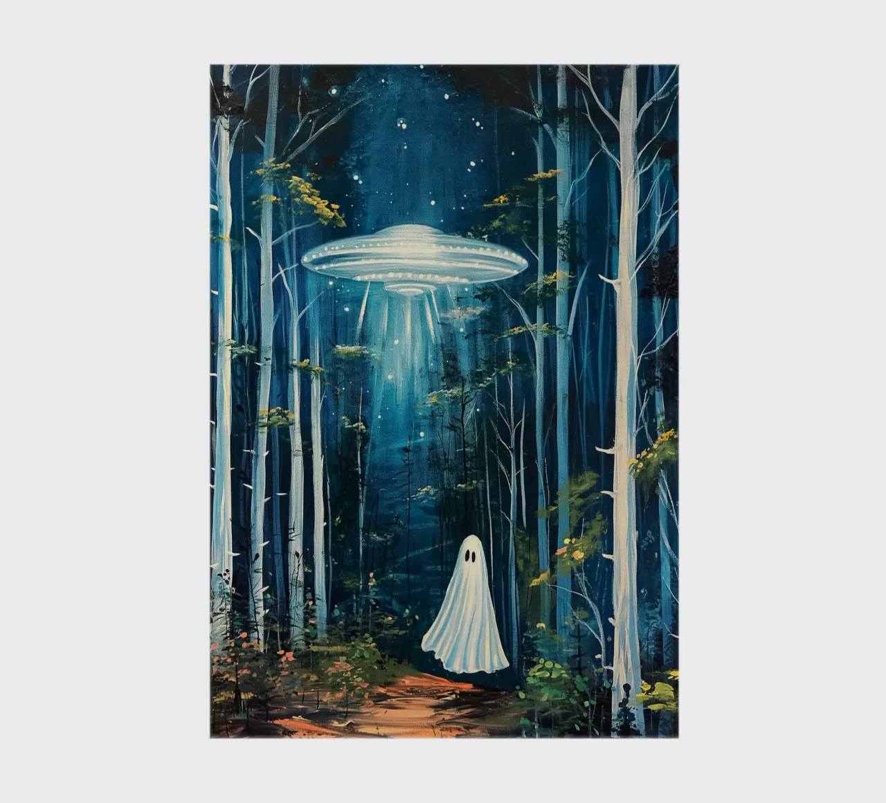 Spooky Ghost under UFO notebook by Fleur de Lys