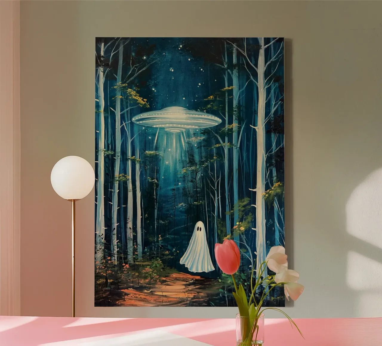 Gespenstischer Geist unter UFO Leinwand mit Schattenfugenrahmen von Fleur de Lys