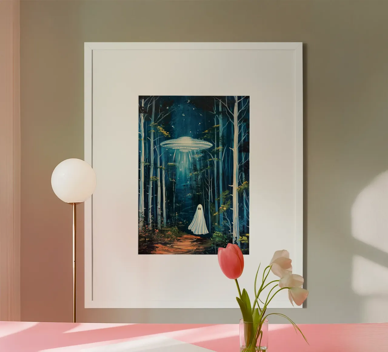 Fantasma spettrale sotto l'UFO poster da Fleur de Lys