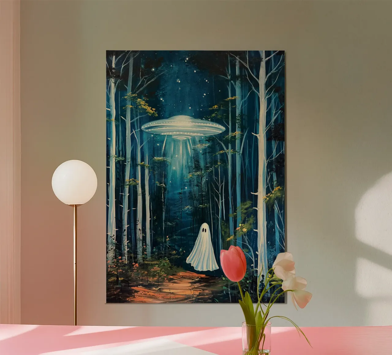 Fantasma spettrale sotto l'UFO poster da Fleur de Lys