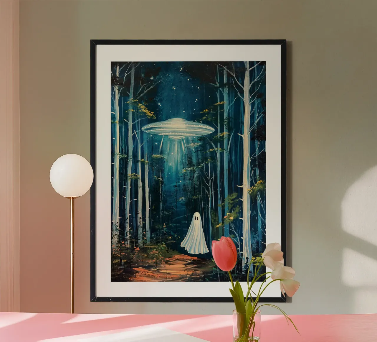 Fantasma spettrale sotto l'UFO poster da Fleur de Lys
