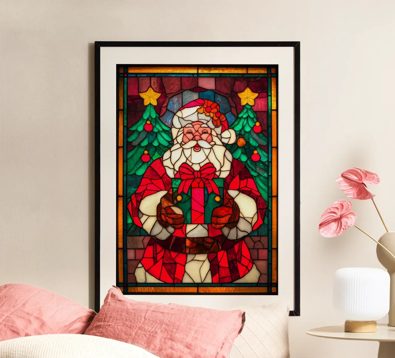 Babbo Natale poster con telaio in legno da Fleur de Lys
