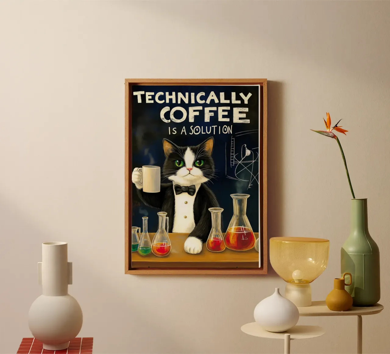 Tecnicamente il caffè è una soluzione tela con Cornice a cassetta da Fleur de Lys