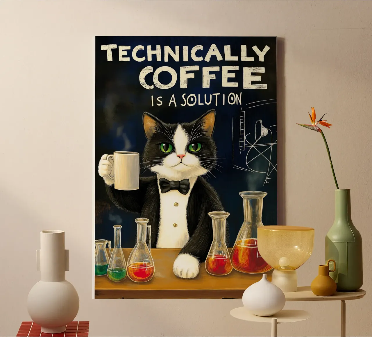 Tecnicamente il caffè è una soluzione tela con Cornice a cassetta da Fleur de Lys