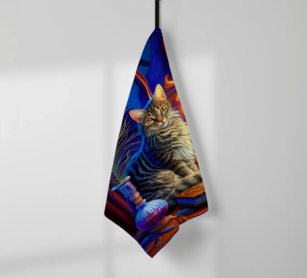 Chat Tabby d'Halloween torchon de Fleur de Lys