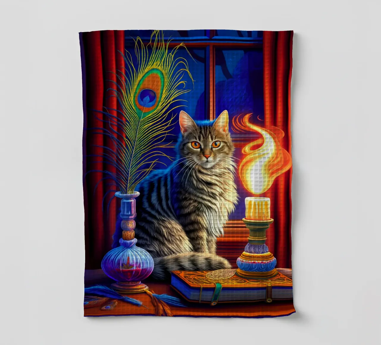 Chat Tabby d'Halloween torchon de Fleur de Lys