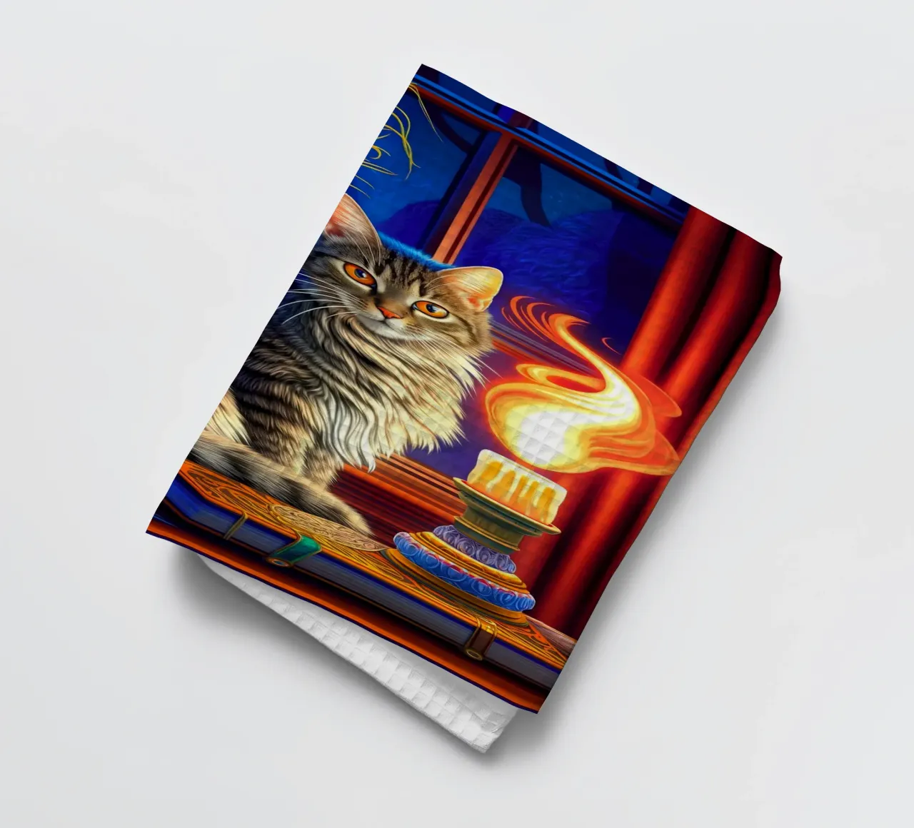 Chat Tabby d'Halloween torchon de Fleur de Lys