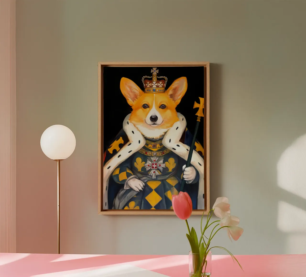 Roy Corgi Dog tela con Cornice a cassetta da Fleur de Lys