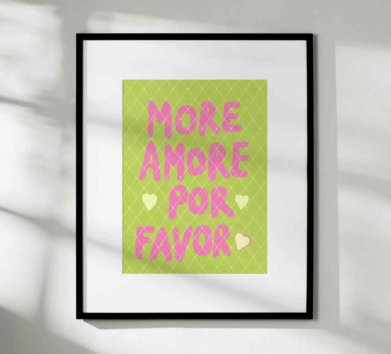 "Más Amore" para todos poster con marco de madera de Carinaprint