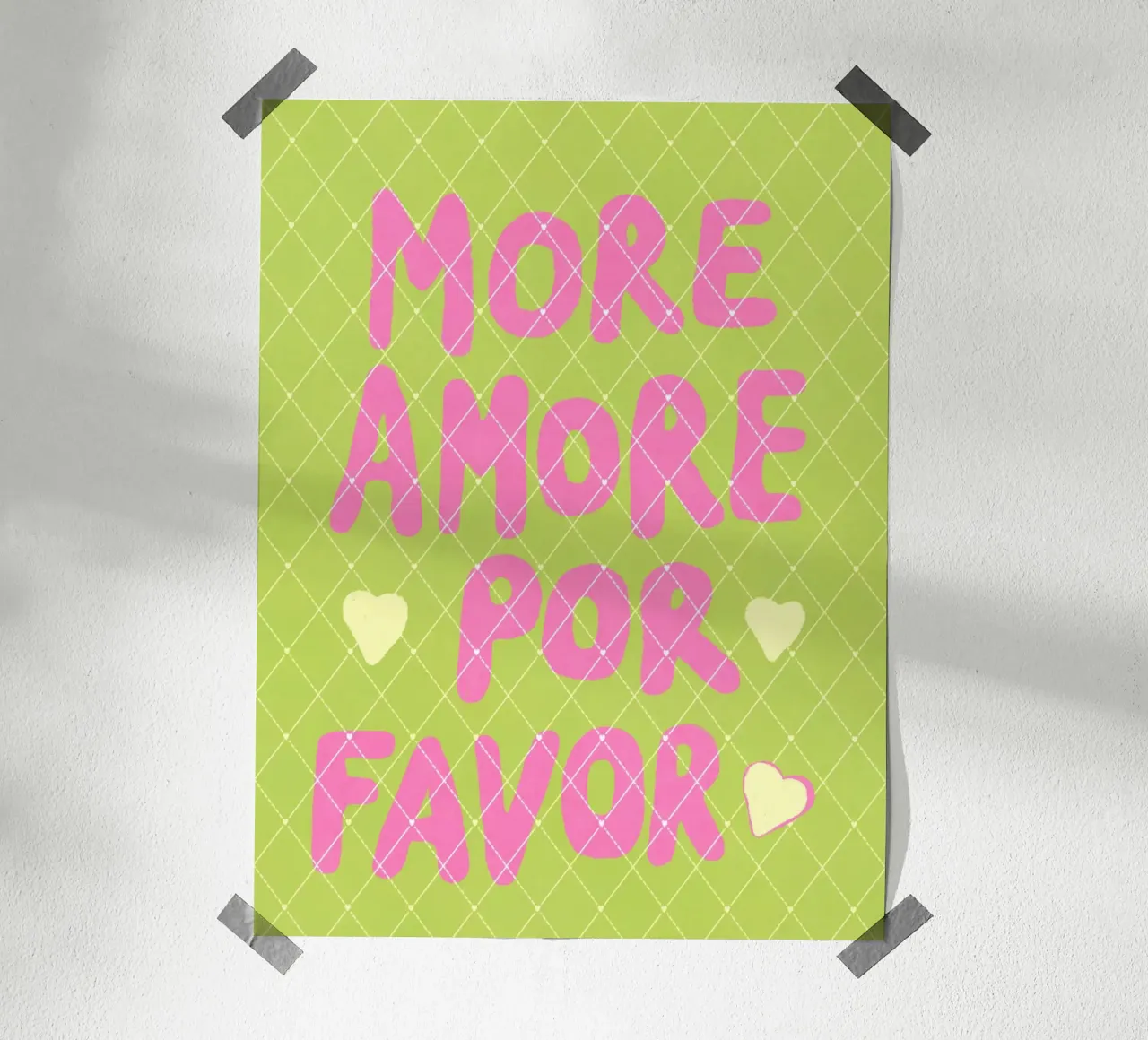 "Más Amore" para todos poster con marco de madera de Carinaprint