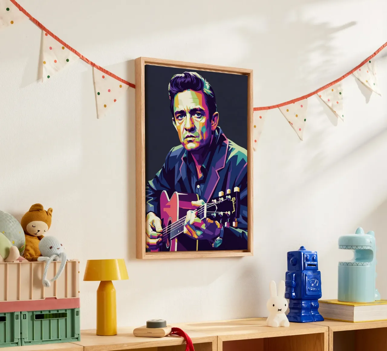 Johnny Cash stile iconico #1 tela con Cornice a cassetta da Hantamrata