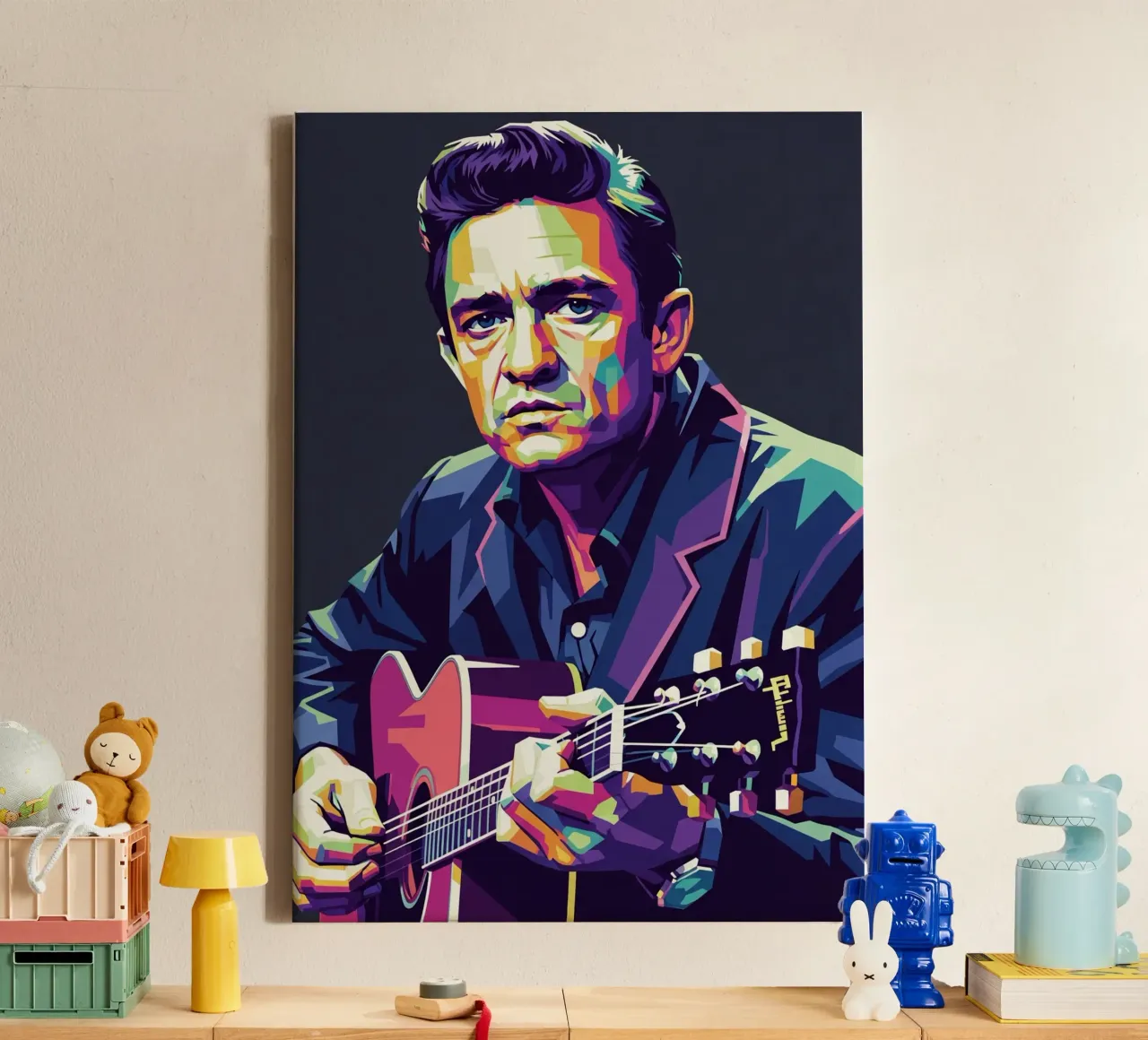 Johnny Cash stile iconico #1 tela con Cornice a cassetta da Hantamrata