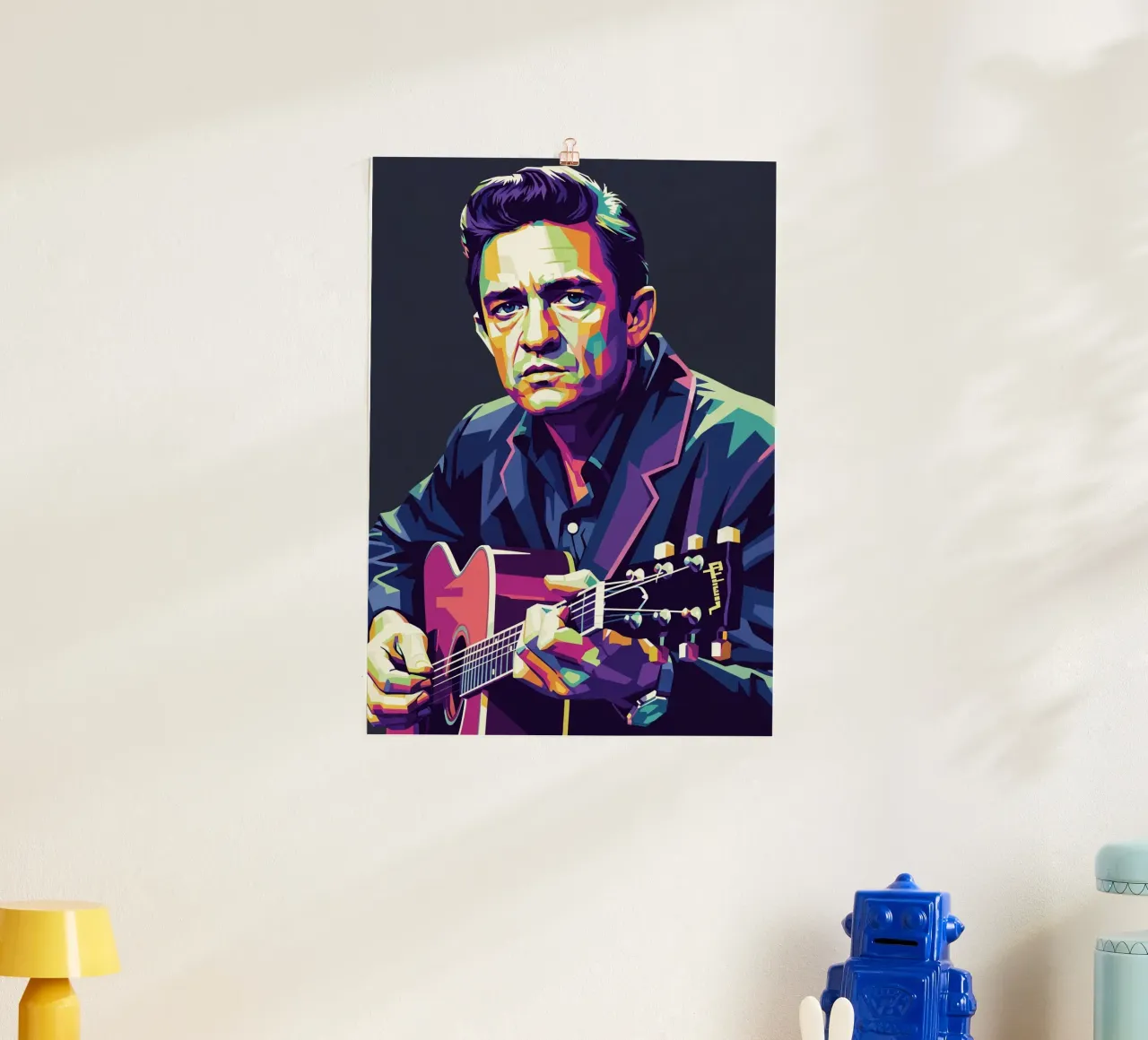 Johnny Cash stile iconico #1 poster con telaio in alluminio da Hantamrata