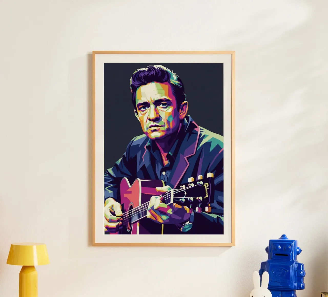 Johnny Cash stile iconico #1 poster con telaio in alluminio da Hantamrata