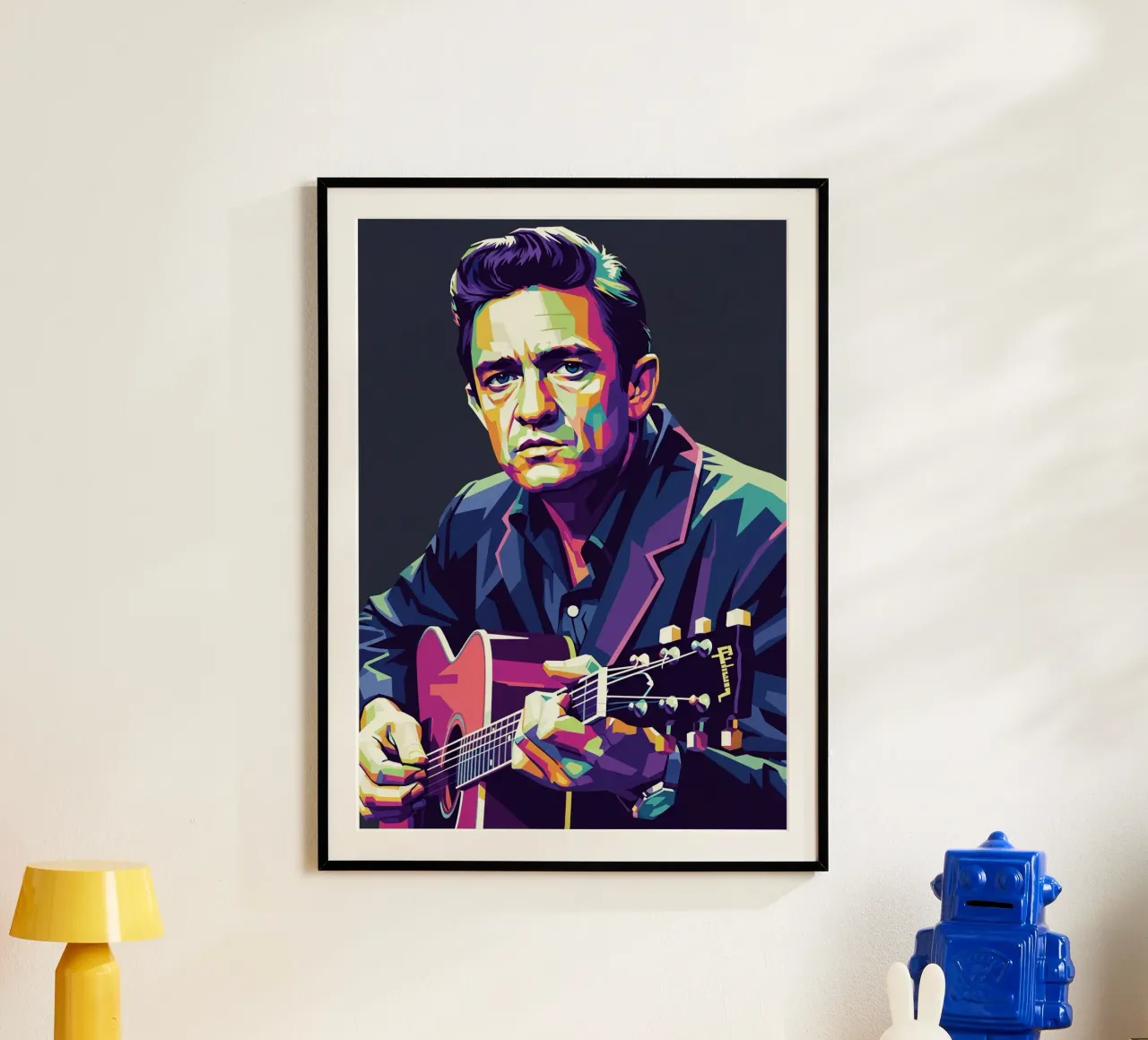 Johnny Cash stile iconico #1 poster con telaio in alluminio da Hantamrata