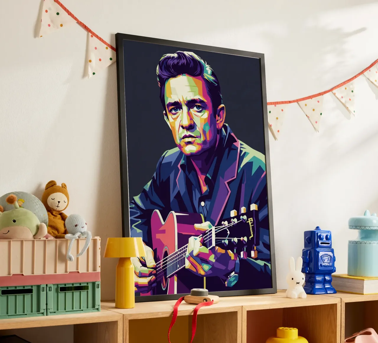 Johnny Cash stile iconico #1 poster con telaio in alluminio da Hantamrata