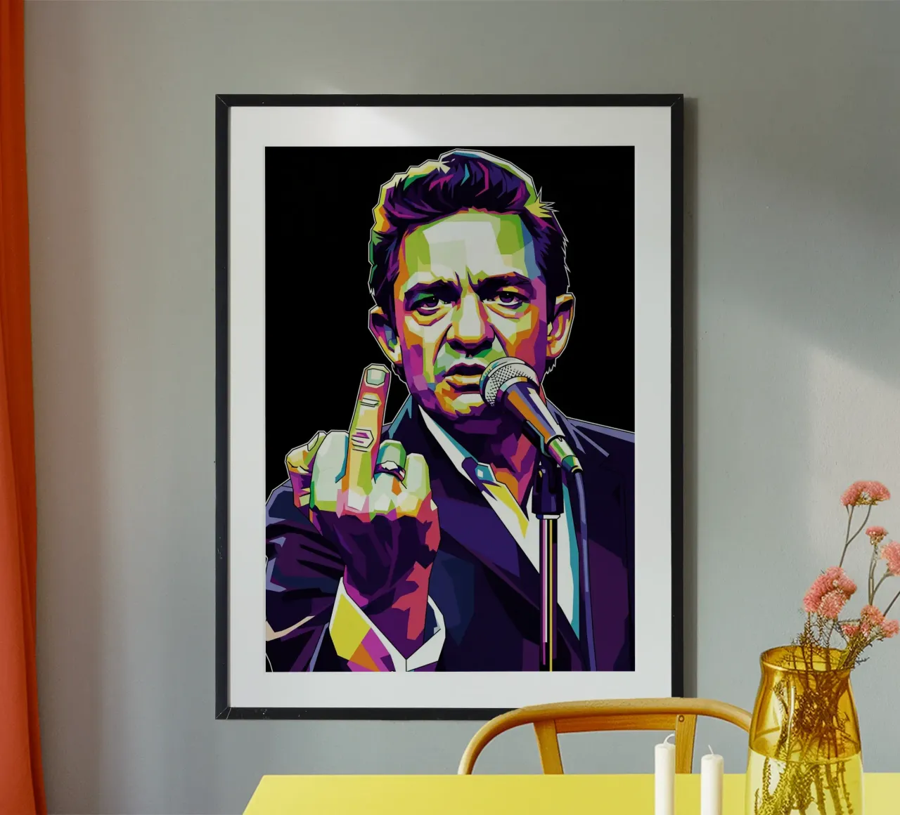 Johnny Cash stile midle finger poster da Hantamrata