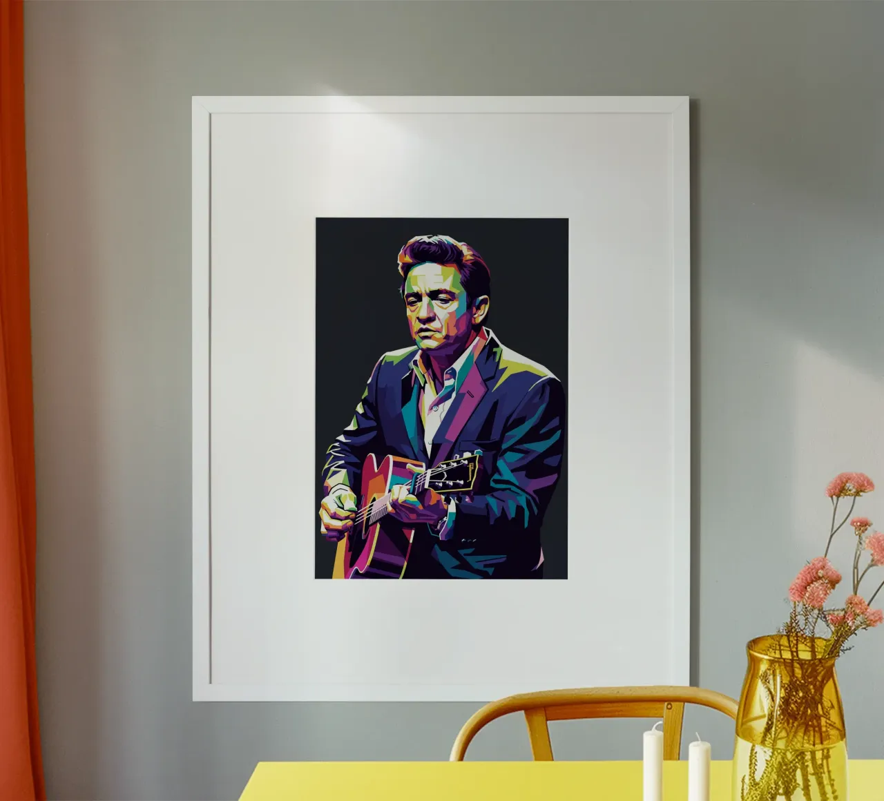 Lo stile iconico di Johnny Cash #2 poster con telaio in alluminio da Hantamrata