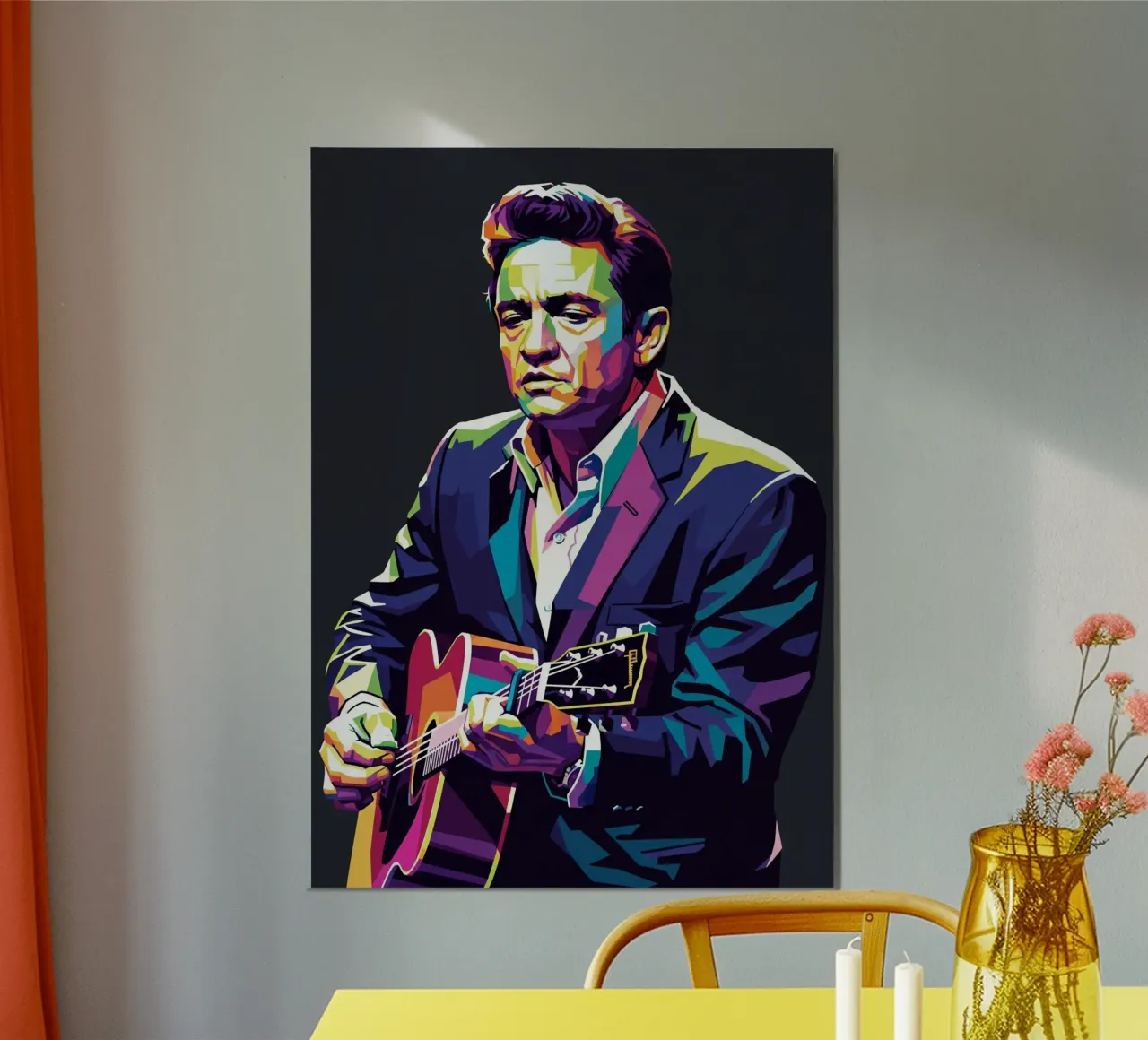 Lo stile iconico di Johnny Cash #2 poster con telaio in alluminio da Hantamrata