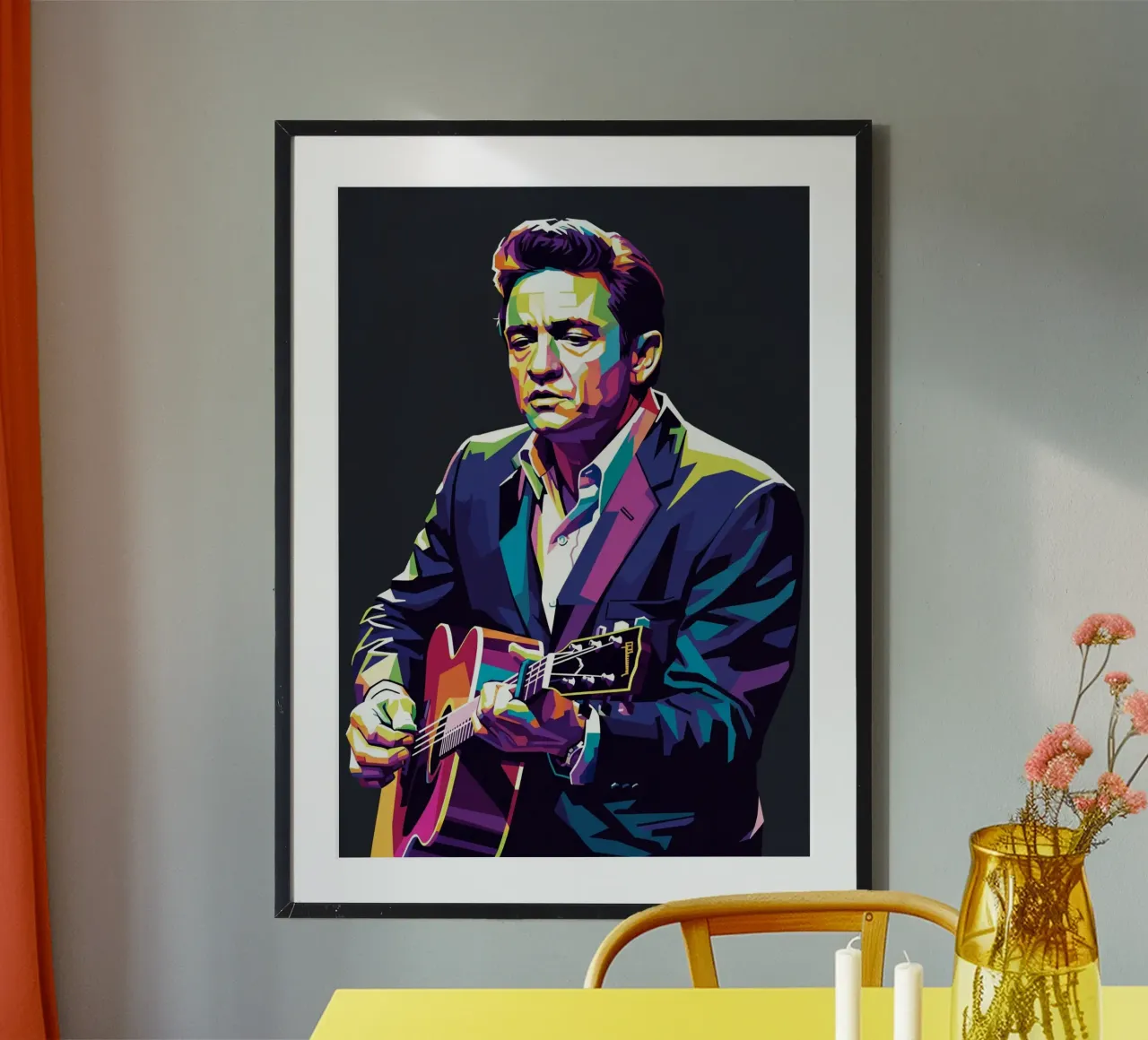 Lo stile iconico di Johnny Cash #2 poster con telaio in alluminio da Hantamrata