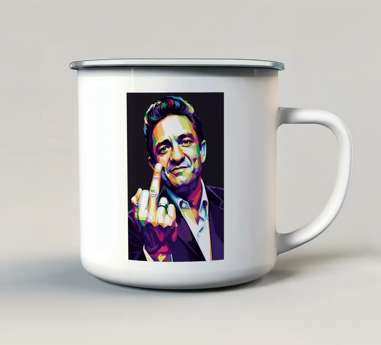 Johnny Cash stile midle finger #2 tazza in smalto da Hantamrata