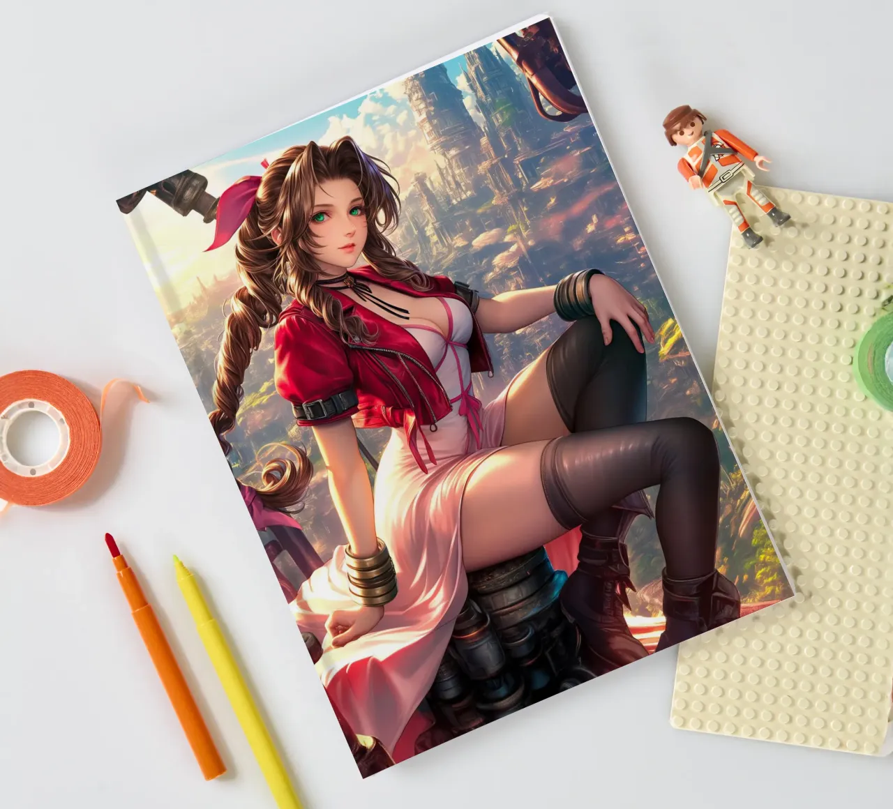Aerith in Midgar Final Fantasy VII FF7 notebook by Fleur de Lys