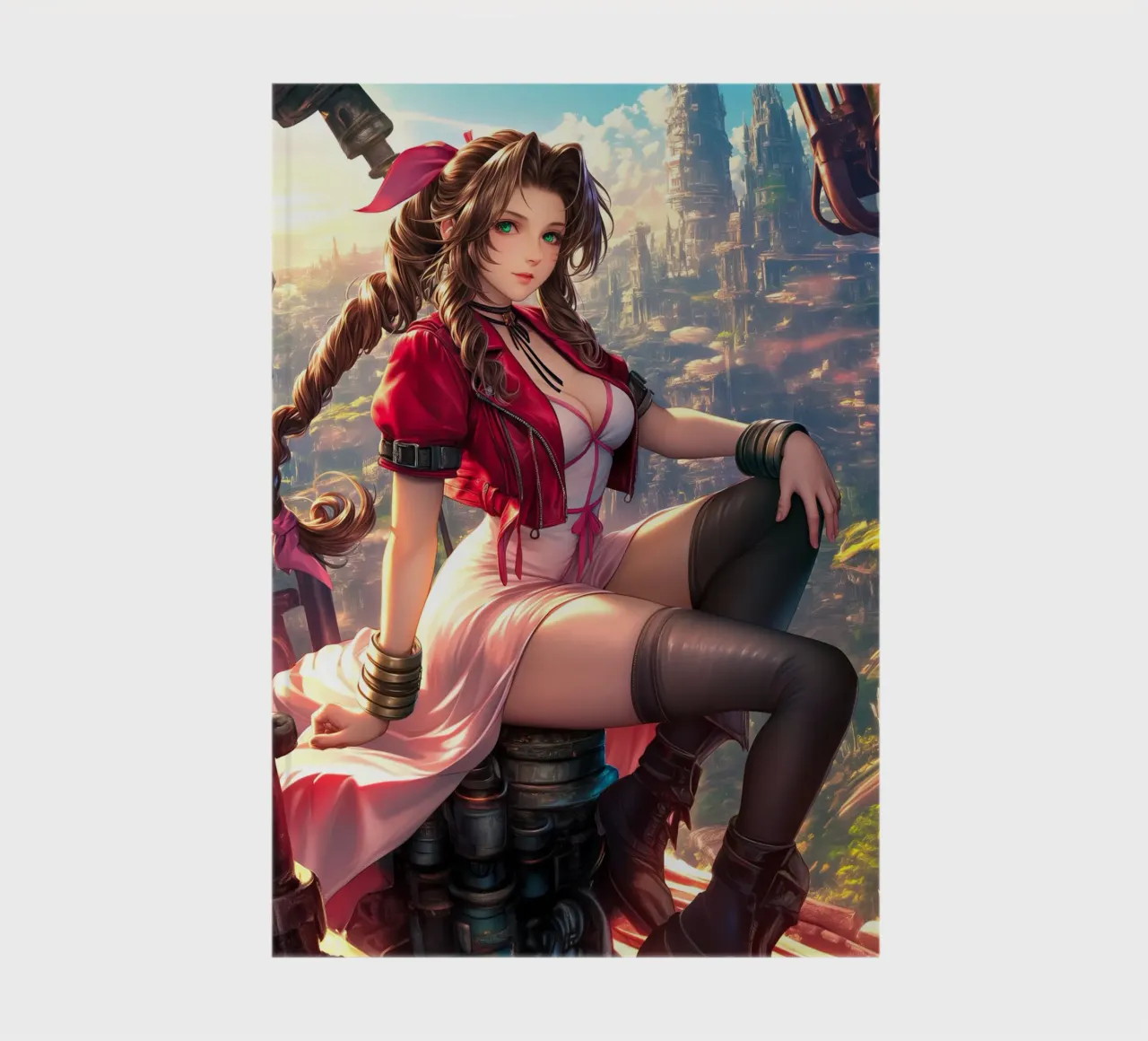 Aerith in Midgar Final Fantasy VII FF7 notebook by Fleur de Lys