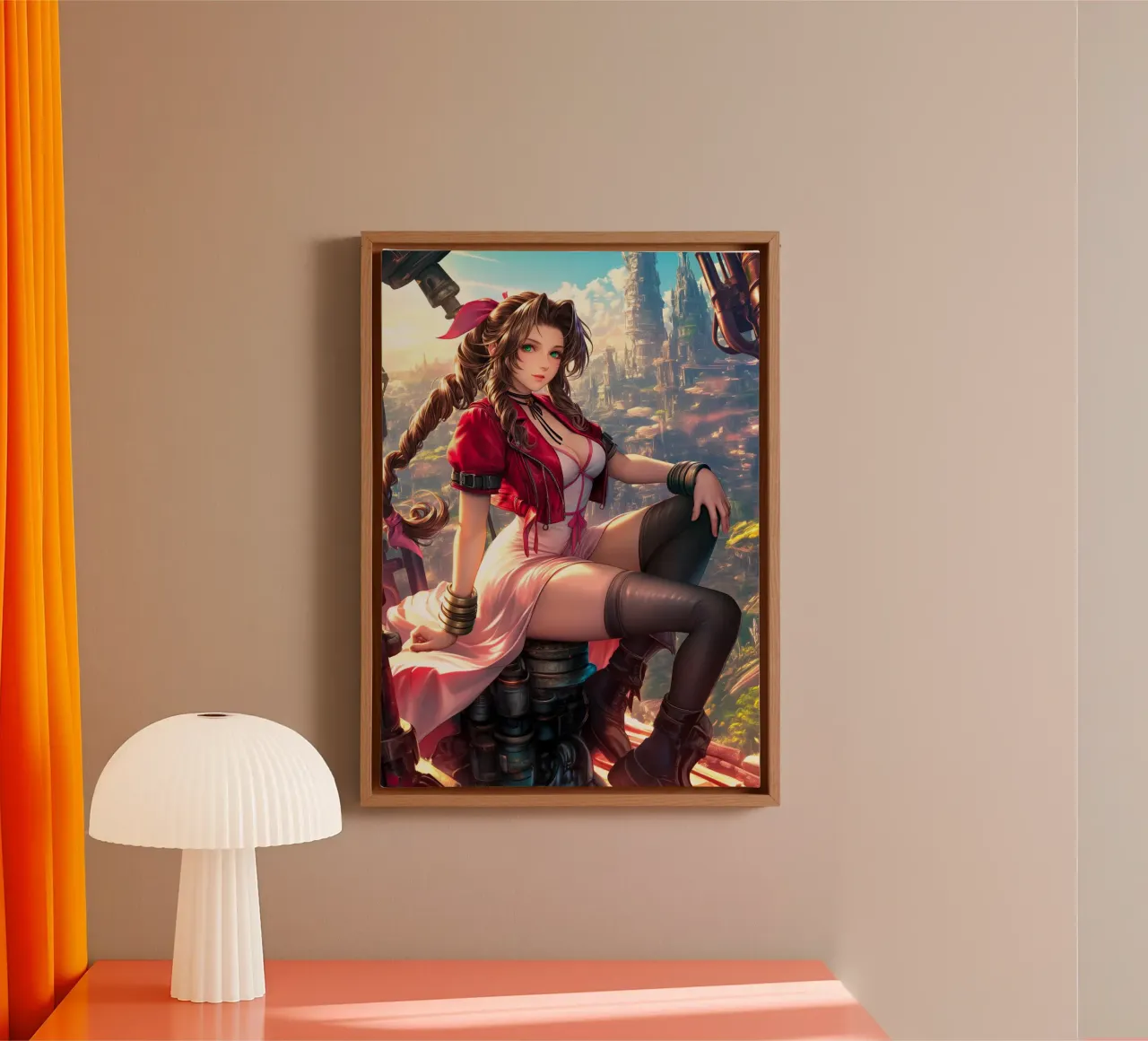 Aerith a Midgar Final Fantasy VII FF7 tela con Cornice a cassetta da Fleur de Lys