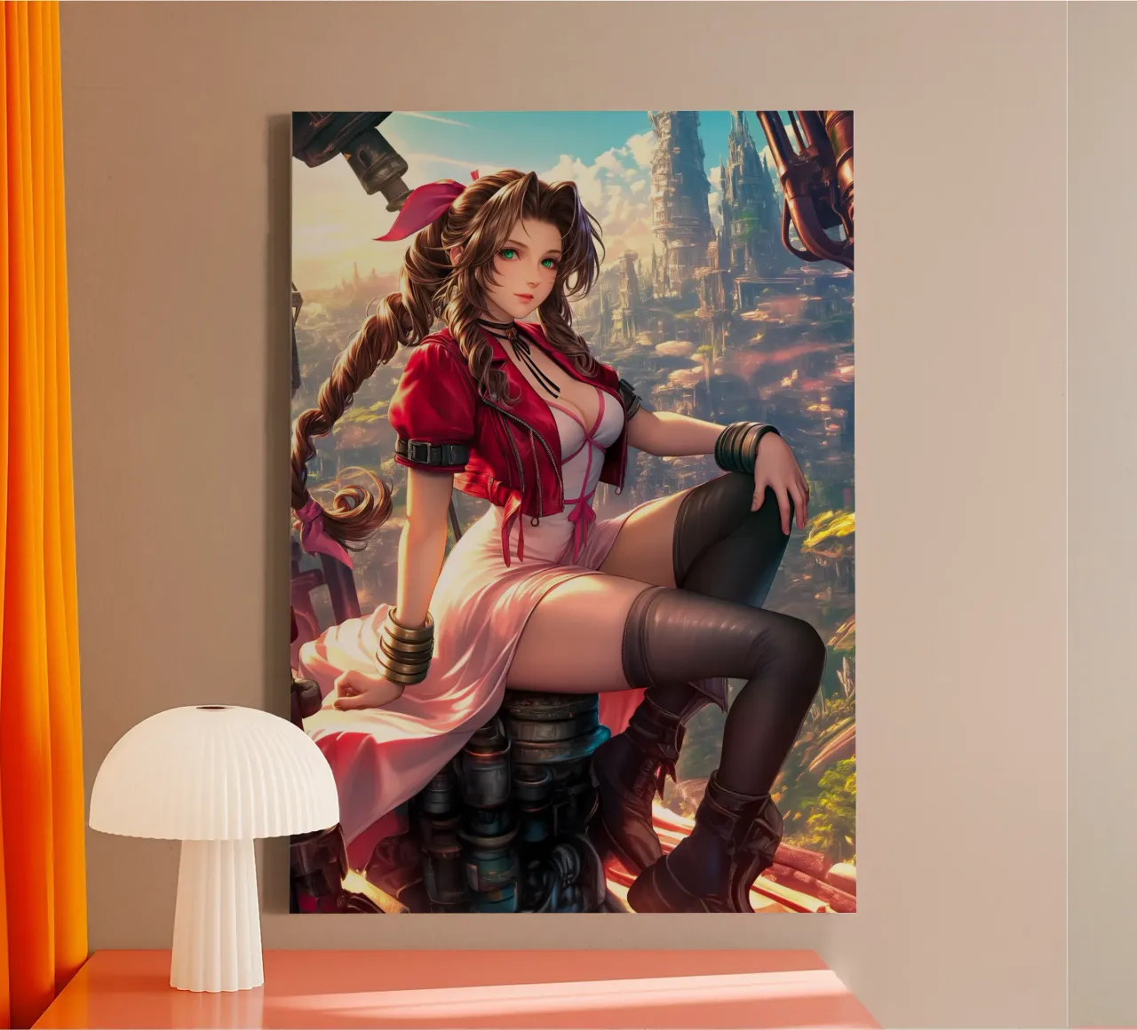 Aerith a Midgar Final Fantasy VII FF7 tela con Cornice a cassetta da Fleur de Lys
