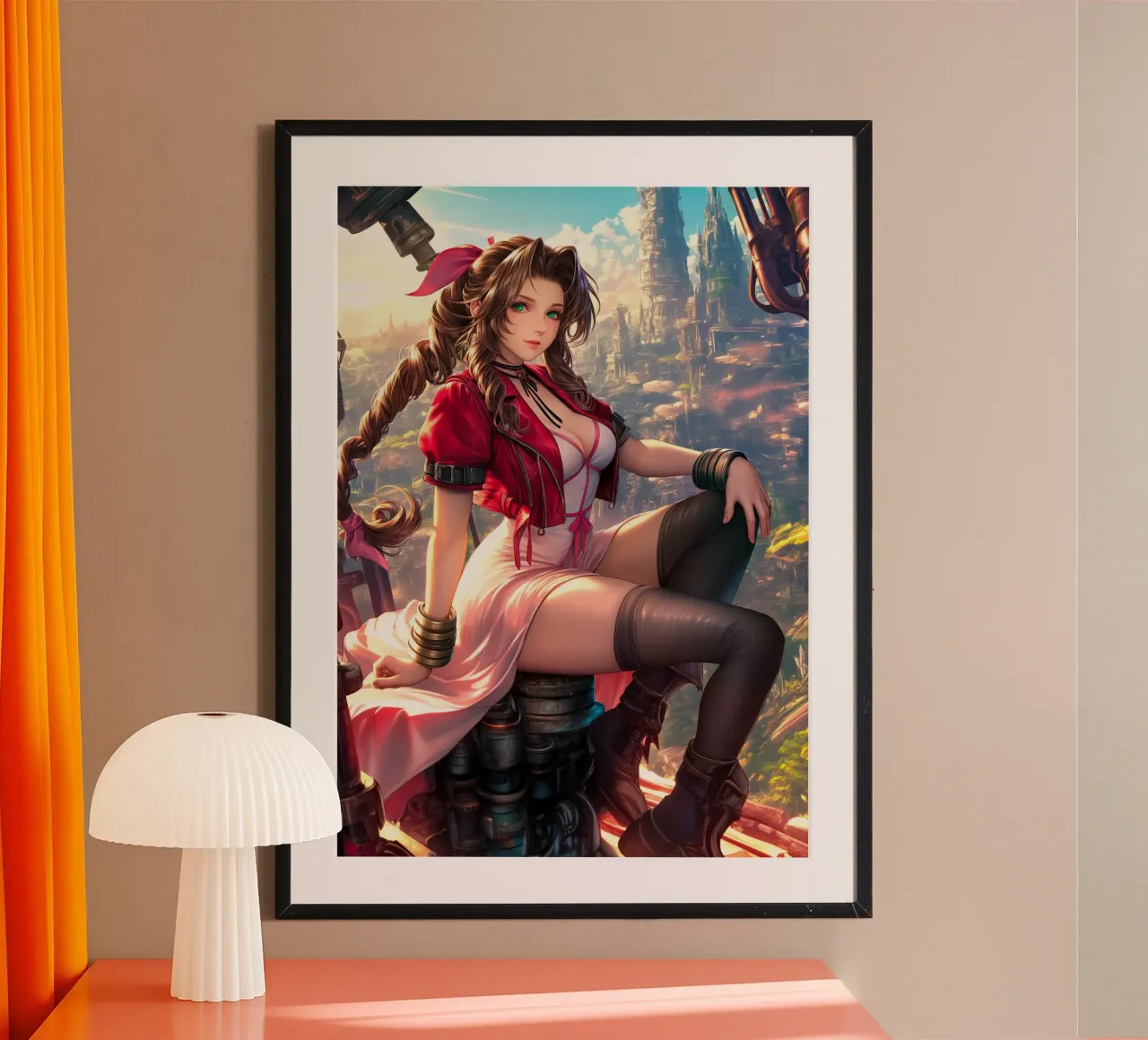 Aerith a Midgar Final Fantasy VII FF7 poster con telaio in legno da Fleur de Lys