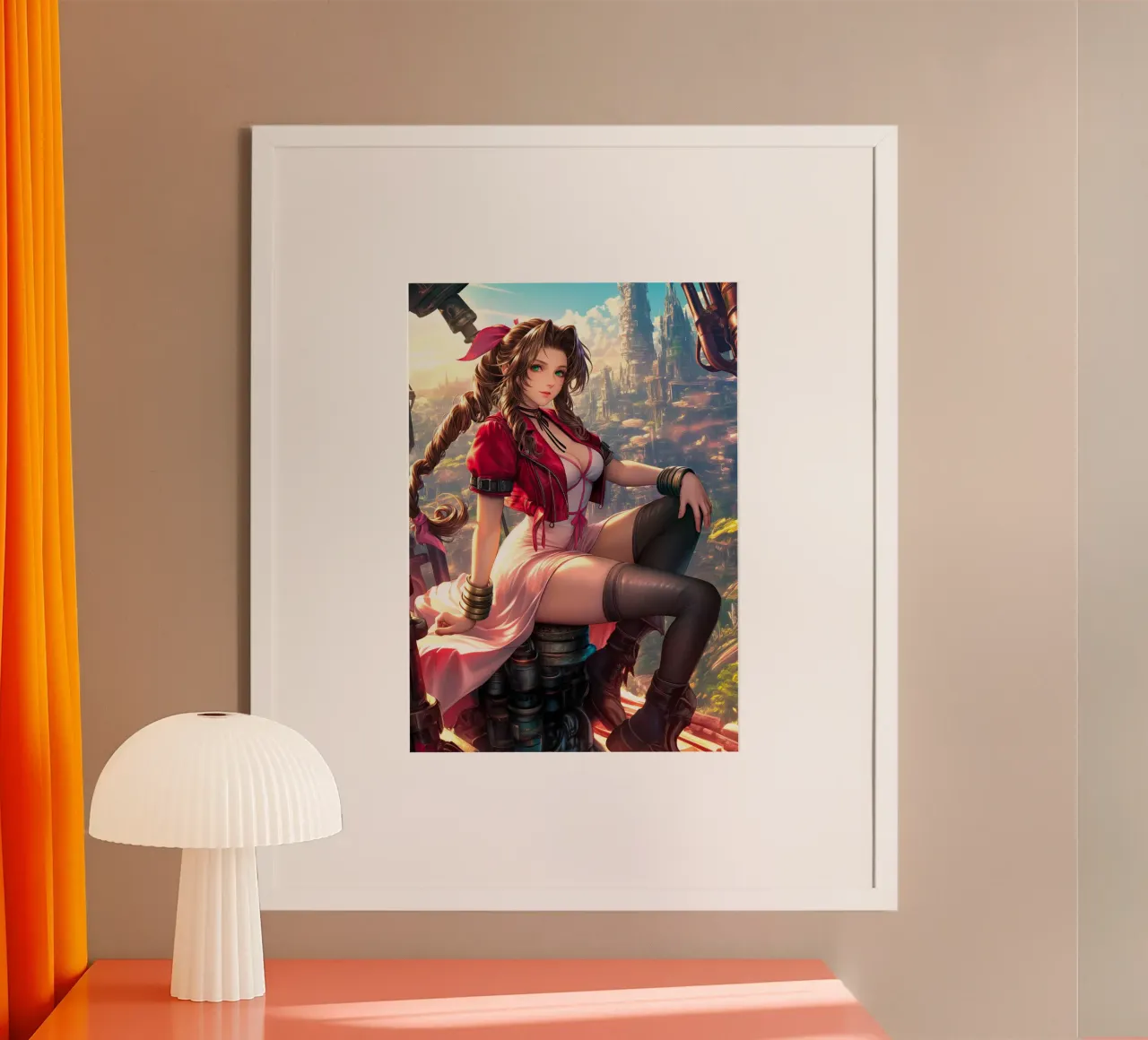 Aerith a Midgar Final Fantasy VII FF7 poster con telaio in legno da Fleur de Lys