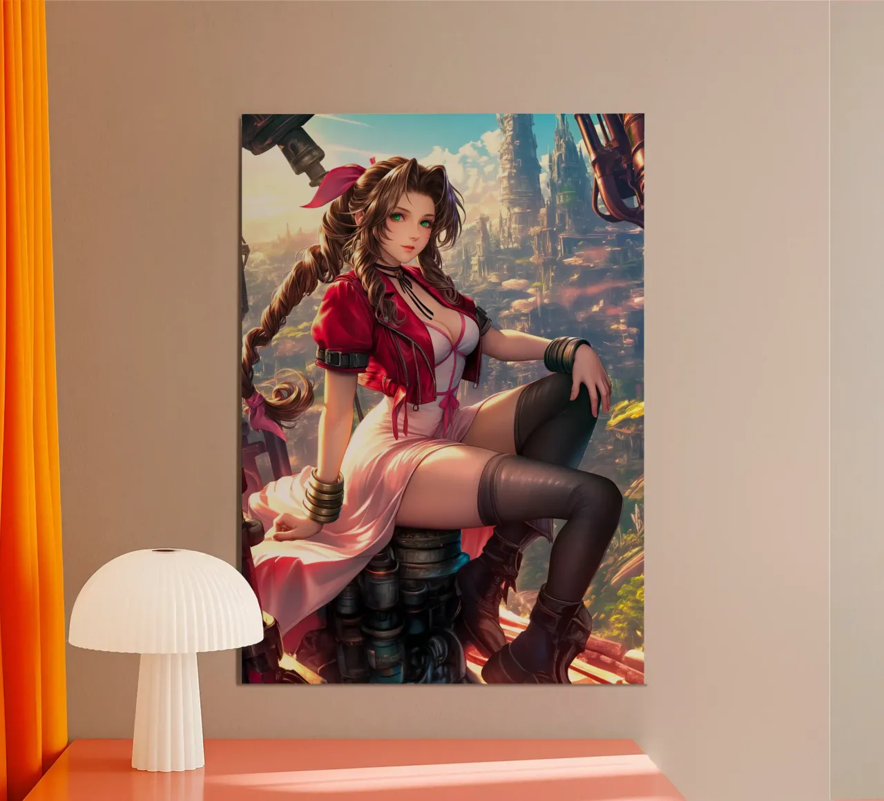 Aerith a Midgar Final Fantasy VII FF7 poster con telaio in legno da Fleur de Lys