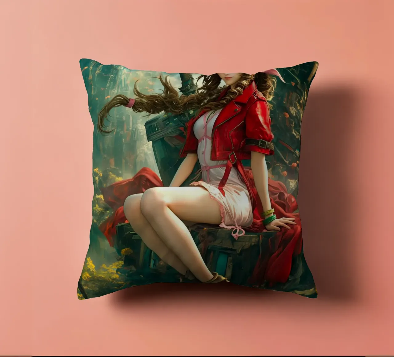 Ragazza in fiore Aerith a Midgar Final Fantasy VII FF7 cuscino da Fleur de Lys