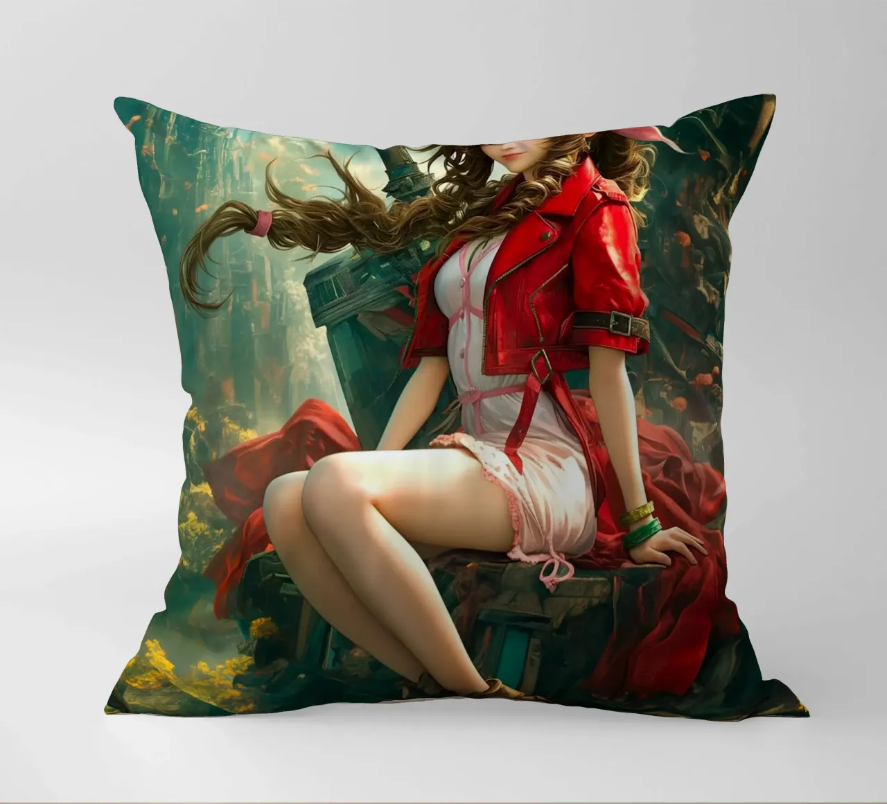 Ragazza in fiore Aerith a Midgar Final Fantasy VII FF7 cuscino da Fleur de Lys