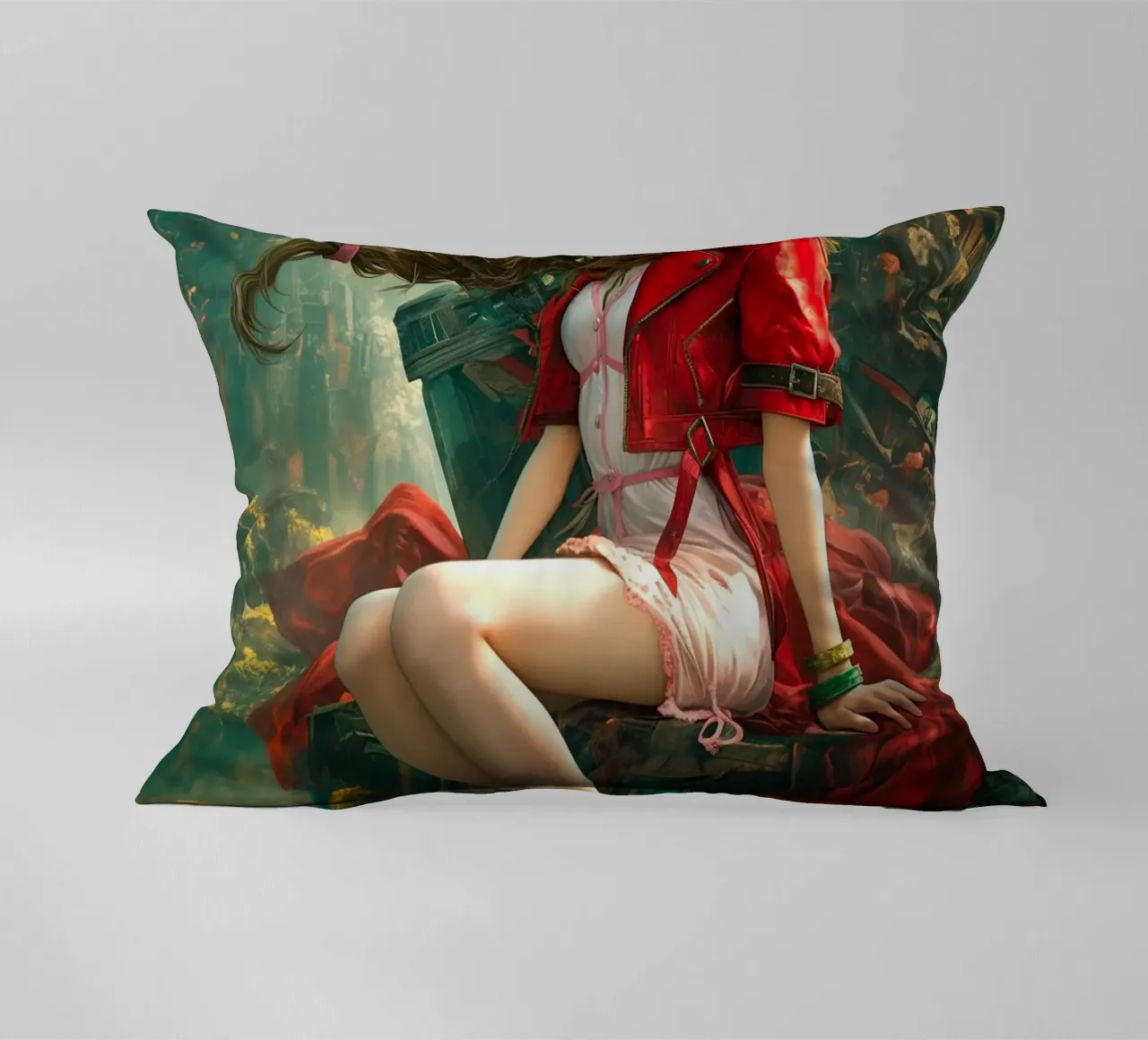 Ragazza in fiore Aerith a Midgar Final Fantasy VII FF7 cuscino da Fleur de Lys
