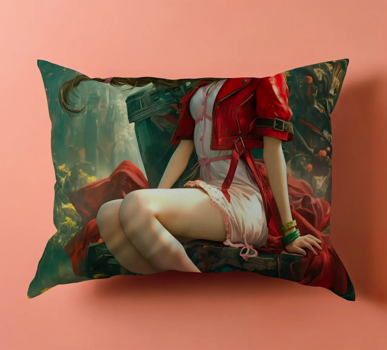 Ragazza in fiore Aerith a Midgar Final Fantasy VII FF7 cuscino da Fleur de Lys