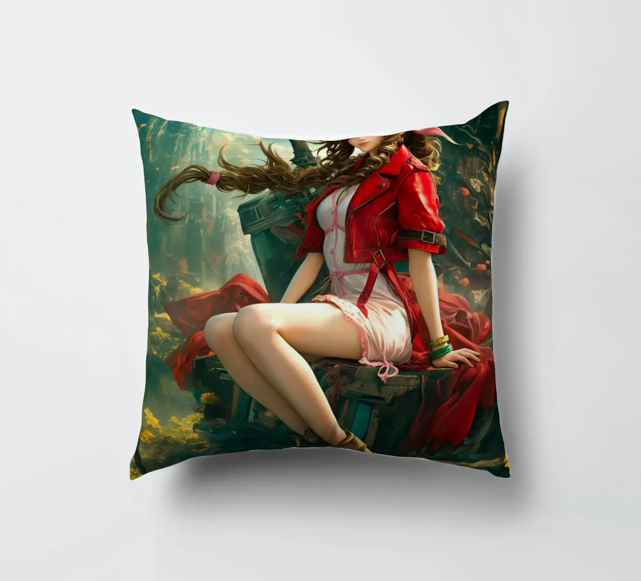 Ragazza in fiore Aerith a Midgar Final Fantasy VII FF7 cuscino da Fleur de Lys