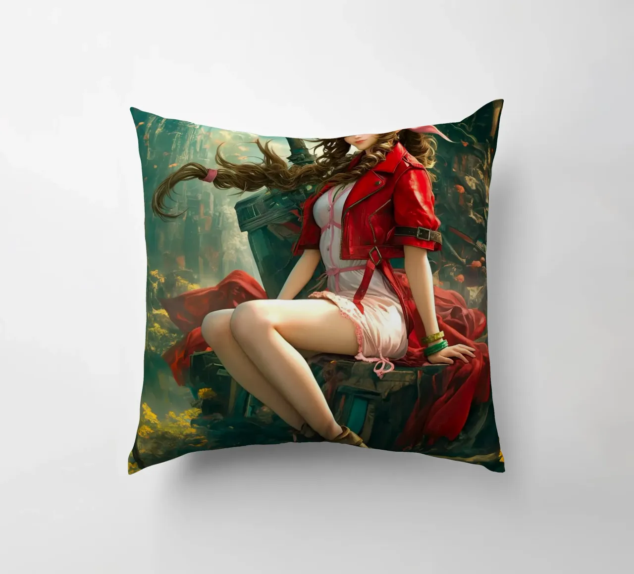 Ragazza in fiore Aerith a Midgar Final Fantasy VII FF7 cuscino da Fleur de Lys