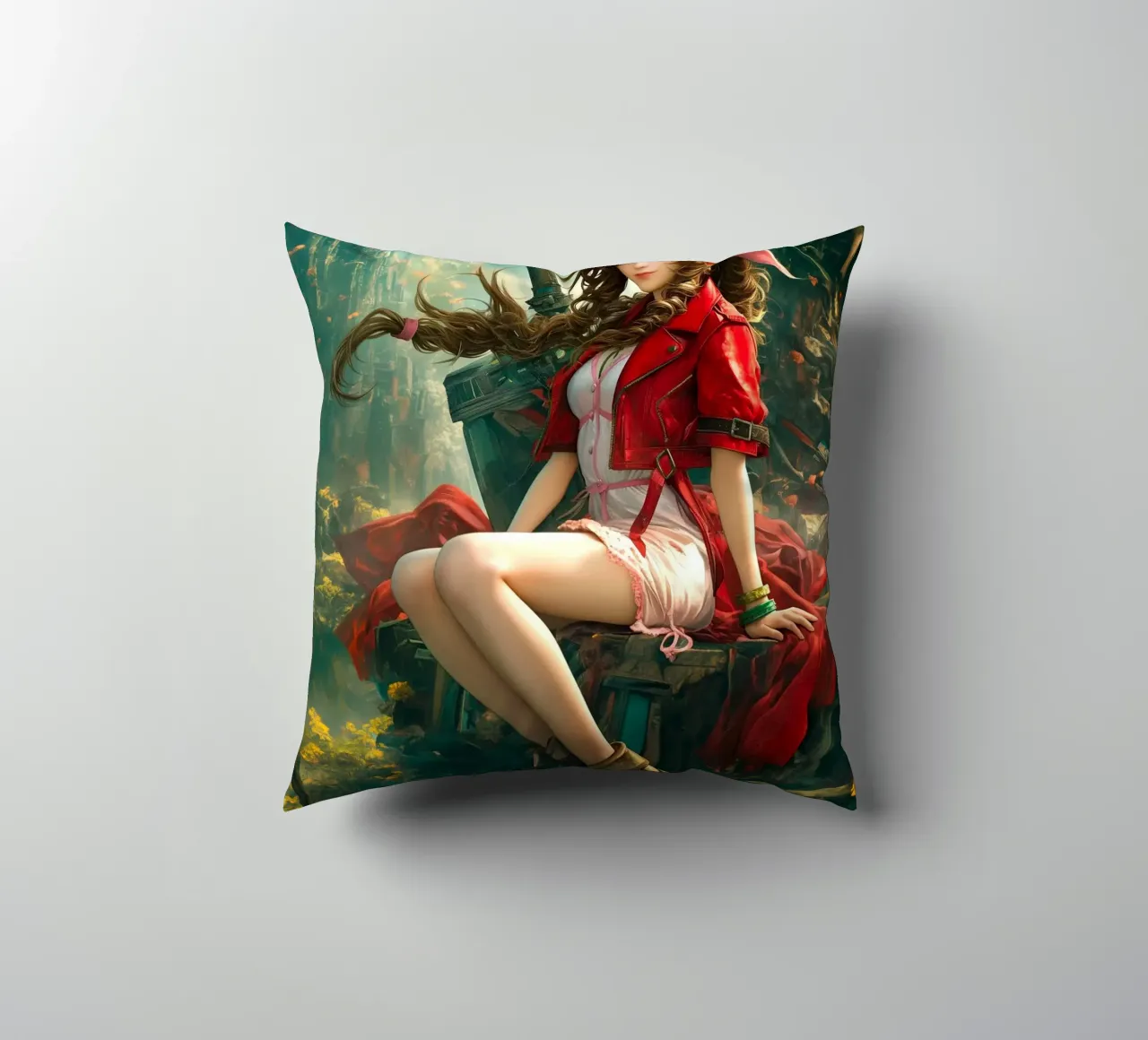 Ragazza in fiore Aerith a Midgar Final Fantasy VII FF7 cuscino da Fleur de Lys