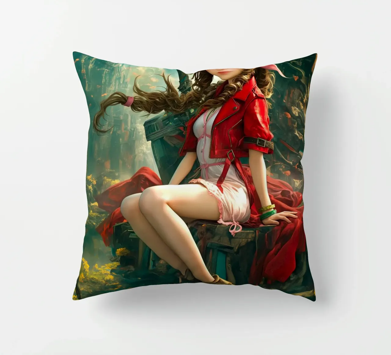 Ragazza in fiore Aerith a Midgar Final Fantasy VII FF7 cuscino da Fleur de Lys