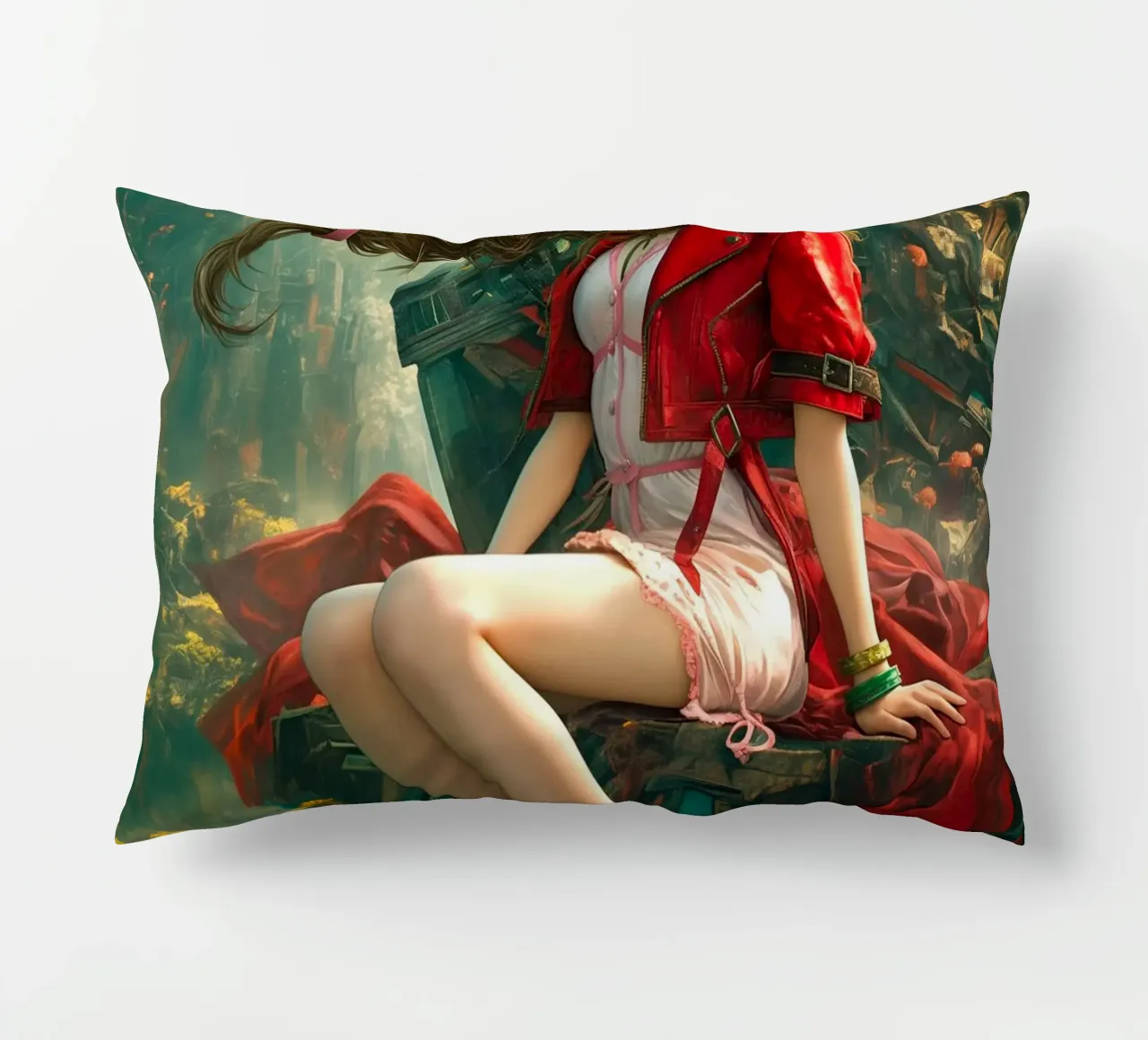 Ragazza in fiore Aerith a Midgar Final Fantasy VII FF7 cuscino da Fleur de Lys