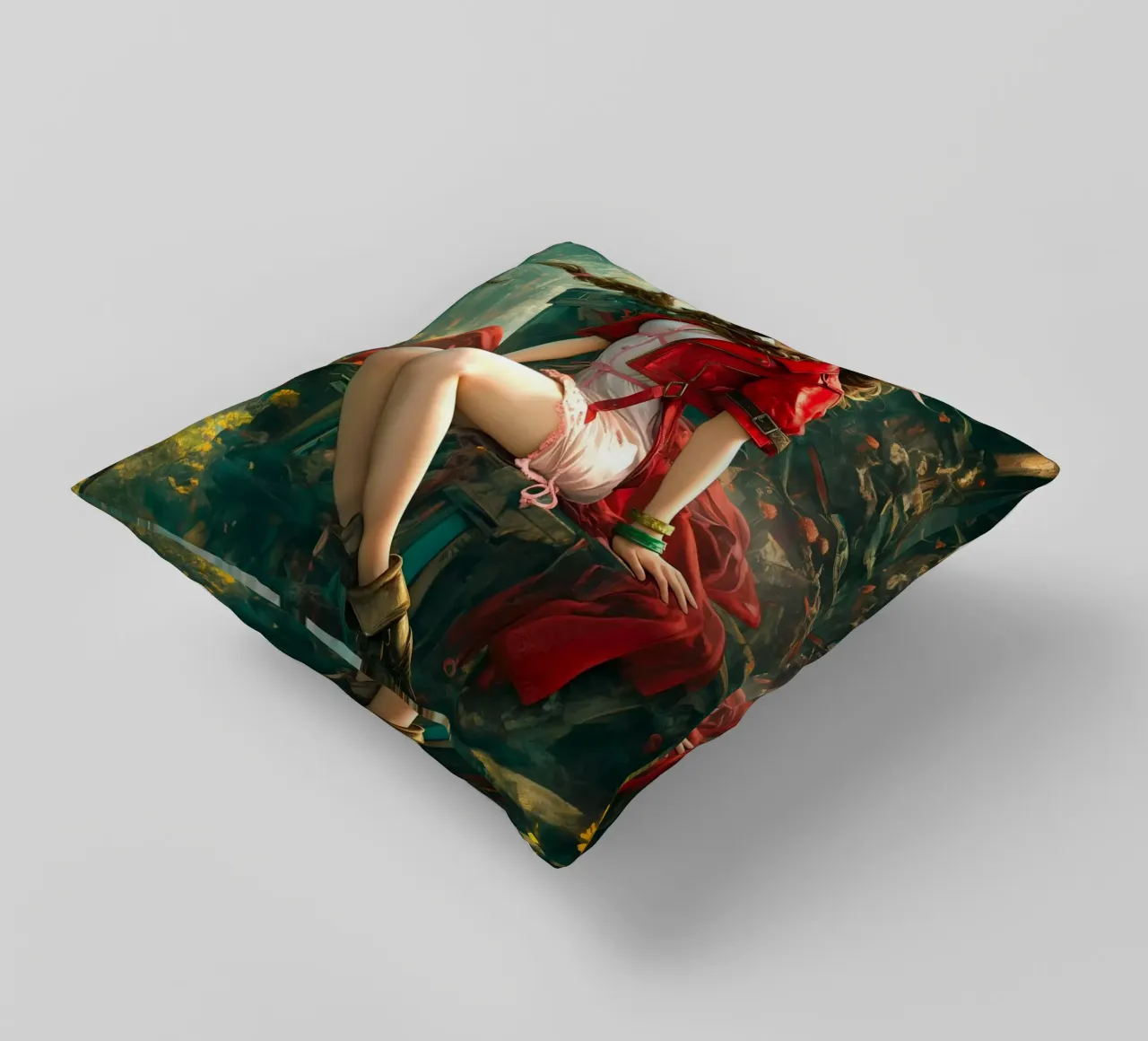 Ragazza in fiore Aerith a Midgar Final Fantasy VII FF7 cuscino da Fleur de Lys