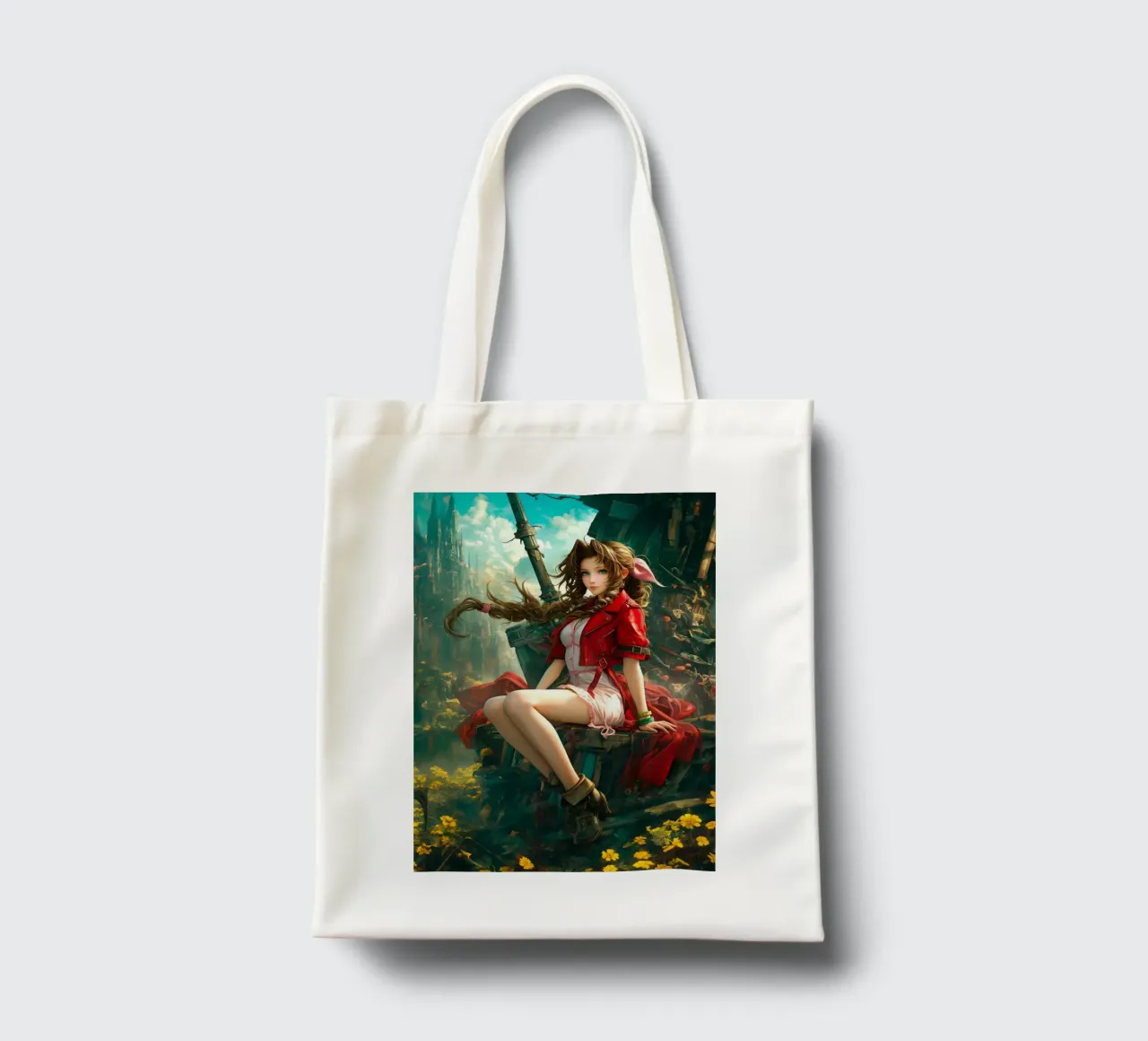 Ragazza in fiore Aerith a Midgar Final Fantasy VII FF7 borsa in juta da Fleur de Lys