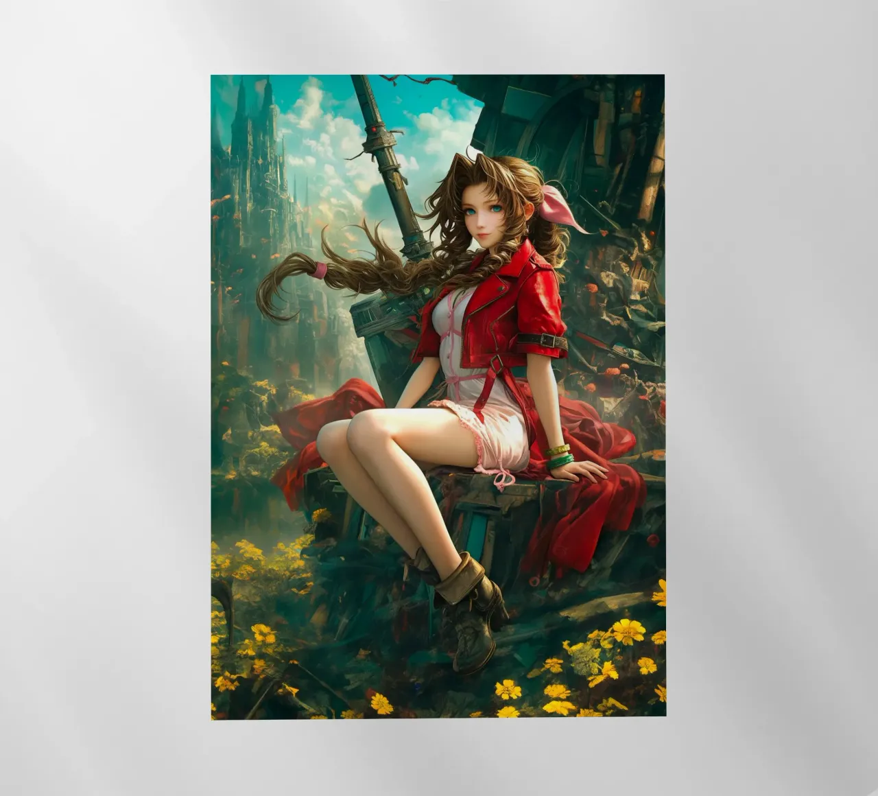 Ragazza in fiore Aerith a Midgar Final Fantasy VII FF7 pellicola backlit da Fleur de Lys