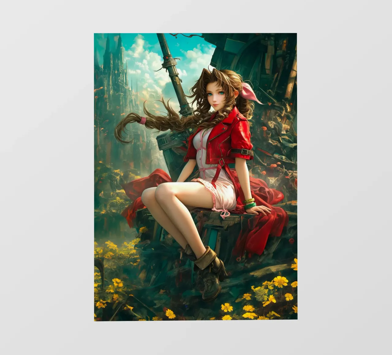 Ragazza in fiore Aerith a Midgar Final Fantasy VII FF7 pellicola backlit da Fleur de Lys