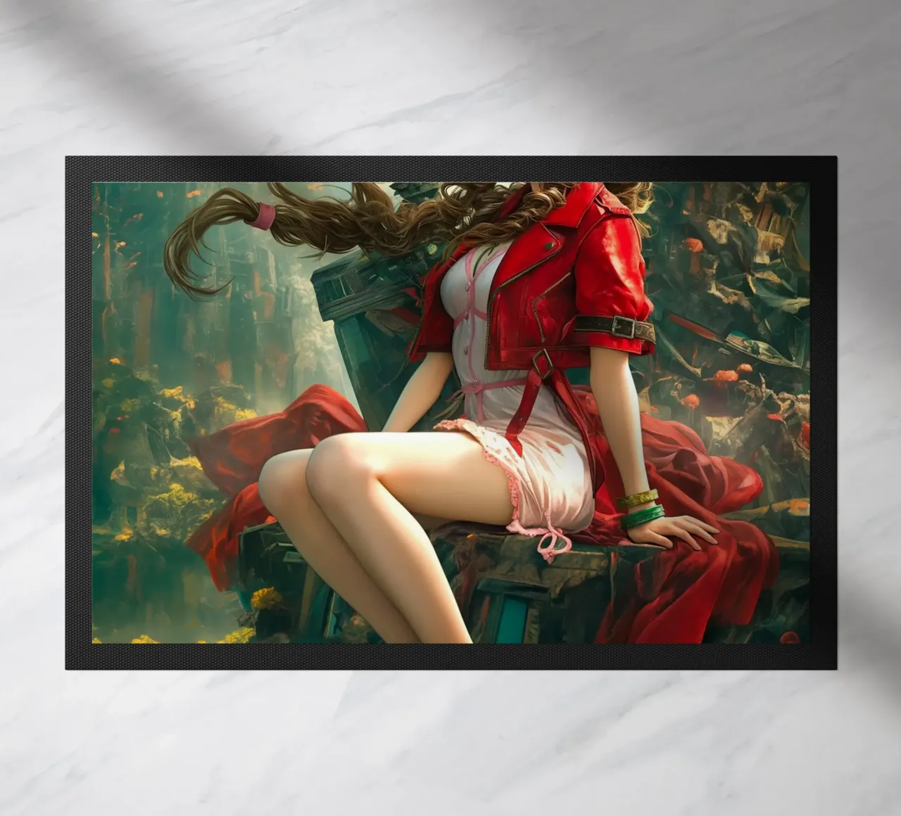 Ragazza in fiore Aerith a Midgar Final Fantasy VII FF7 zerbino da Fleur de Lys