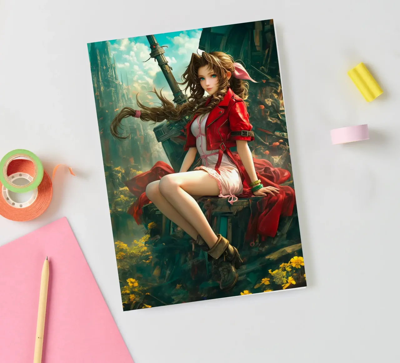 Ragazza in fiore Aerith a Midgar Final Fantasy VII FF7 diario da Fleur de Lys