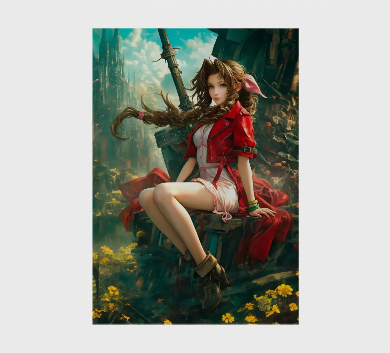 Ragazza in fiore Aerith a Midgar Final Fantasy VII FF7 diario da Fleur de Lys