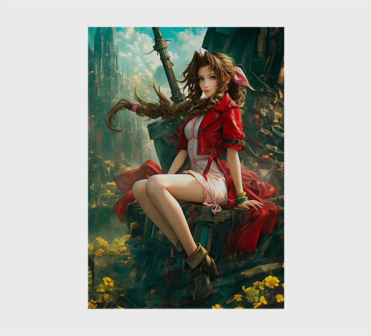Ragazza in fiore Aerith a Midgar Final Fantasy VII FF7 diario da Fleur de Lys