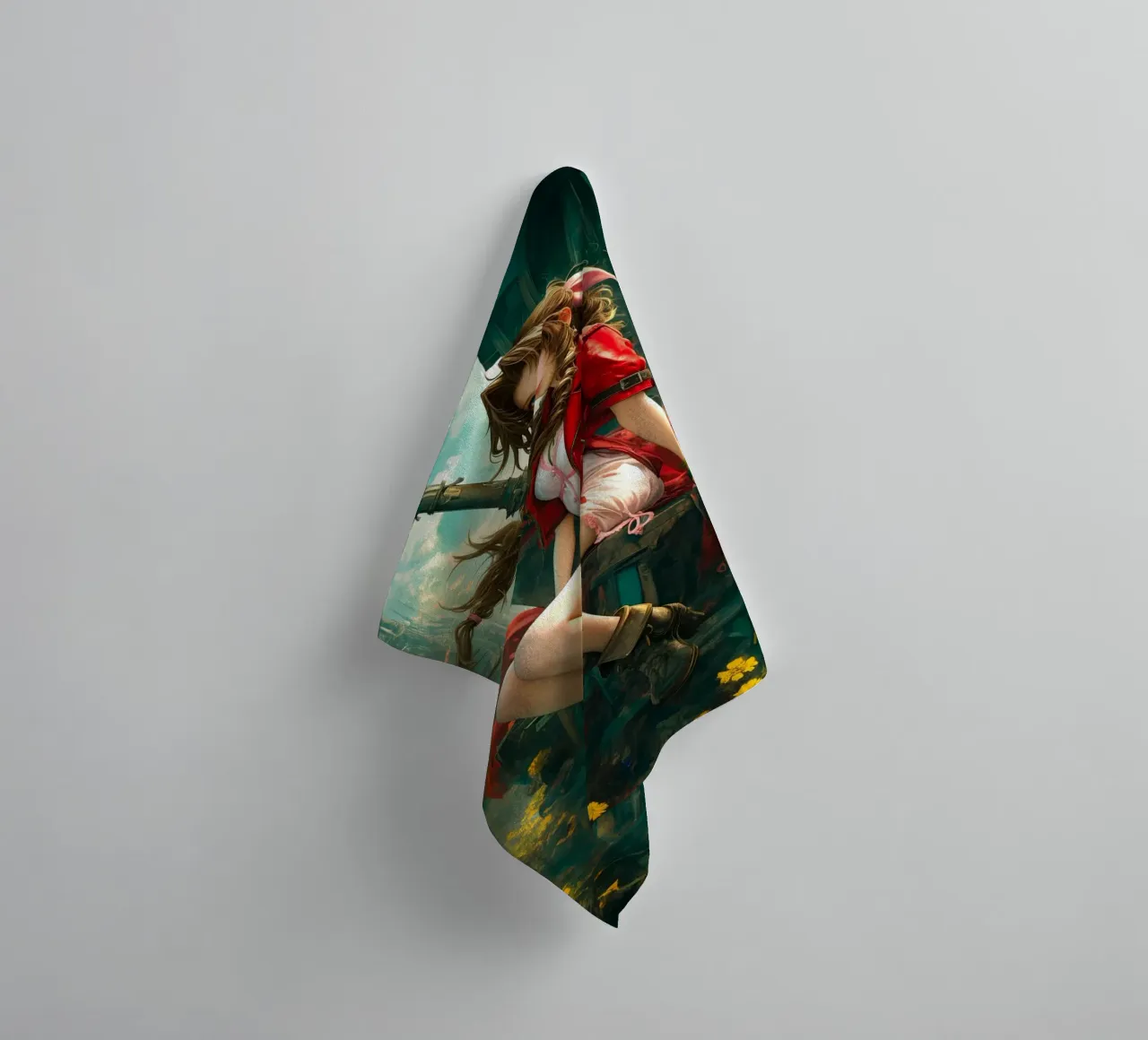 Ragazza in fiore Aerith a Midgar Final Fantasy VII FF7 asciugamano da bagno da Fleur de Lys